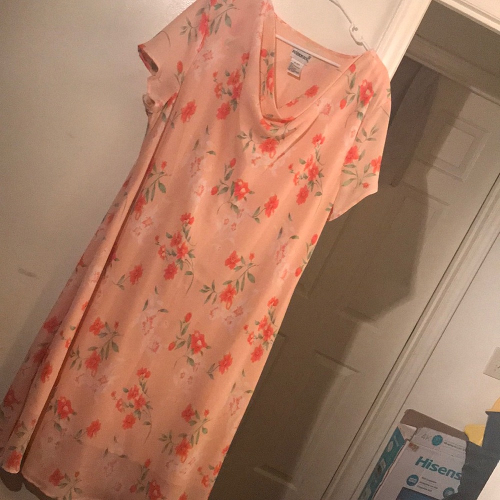Peach floral midi dress